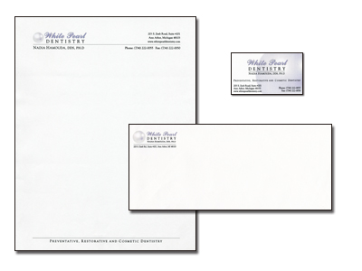 Example of Stationery for White Pearl Dentistry