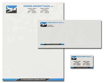 Example of Stationery for Twining Aircraft Sales